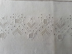 White embroidered linen cushion cover