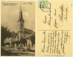 Old postcard - Vác Karolina school with the new convent and chapel, 1913