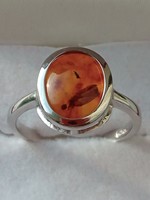 Amber 925 silver ring 59