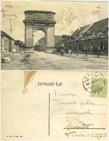 Old postcard - Vác stone gate 1909