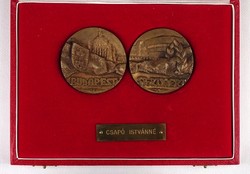 1J612 bronze plaque for the sport of Budapest in a gift box