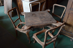 Antique neo-baroque card table + 4 chairs