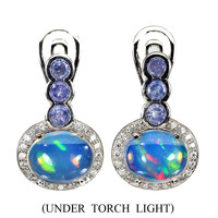 Real fire opal tanzanite with 925 sterling silver