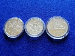 3 különféle ezüst pénz az 1960-as évekből. USA, Kanada, Spanyolország.