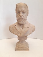 Jókai Mór marked antique terracotta bust, dated 1906