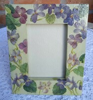 Decoupage painted picture frame, violet