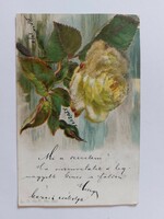 Régi képeslap 1900 levelezőlap rózsa csillámos