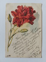 Old postcard 1900 postcard carnation glitter