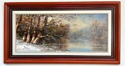 Half price Benda Zolta Tisza in winter framed 46x86cm