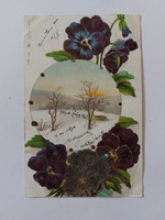Old postcard 1900 postcard pansy glitter