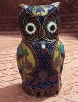 Copper fire enamel owl, cloisonné miniature statue (l2717)