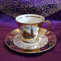 Arany porcelán kávés csésze tányérral, gyűjteménybe 1. (L2456)