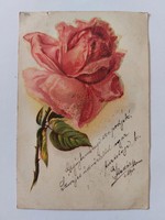 Old postcard 1900 postcard rose glitter