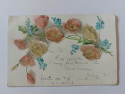 Old postcard 1900 floral postcard with glitter