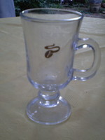 Cappuccino glass with glass handle flawless 15x8cm. + Ear.