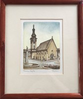 Gabriella Sulyok - Szombathely Franciscan church - etching