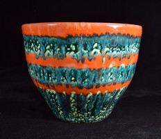 Liszkay retro painted glazed ceramic larger pot!
