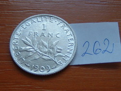 FRANCIA 1 FRANK 1909 Ezüst, 835/1000 Silver, 5 gr.  262