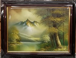 Beautiful, marked romantic landscape, beautiful, in a gift frame, km: 39 x 49