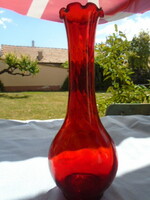 Kosta Boda svéd kézműves üveg váza, jelzett.  finoman kidolgozott fújt váza magában mintás