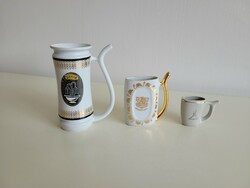 Régi 3 db csehszlovák gyógyvizes porcelán pohár kúrapohár gyógyfürdő emlék Karlovy Vary szuvenír