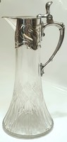 Art nouveau, szecesszós, ezüstözött szerelékes eredeti WMF karaffa, kancsó, dekanter 1880-1886