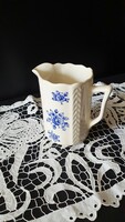 Old vintage 6 dl blue rose milk jug, granite spout, small jug with rose pattern