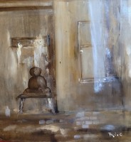 Csaba Fejér (1936-2002): still life painting with chair