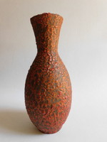 Retro kerámia váza rücskös mázzal 22.5 cm
