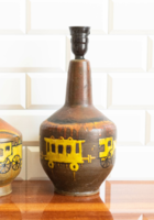 Retro industrial artist ceramic lamp - train locomotive table lamp for children's room