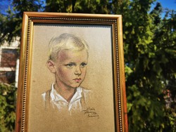 Blond Austrian boy, pastel portrait