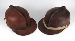1J266 pair of antique leather miner's kobak helmets