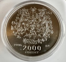 1 Forintról! Honfoglalás 2000 Forintos 925-ös ezüst emlékérem , 1 uncia. 1996-os.