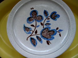 Retro, shabby blue-brown, large, high-quality flat stoneware English plates