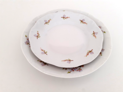 Régi 2 db Zsolnay porcelán virágos lapos tanyér desszertes kis tányér
