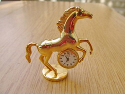 Aranyozott paripa, ló asztali óra (7.5cm, olasz, Riviera óraszerkezet)