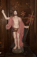 A wooden statue of the Risen Christ