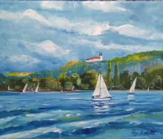 Turning at Tihany c. Oil painting