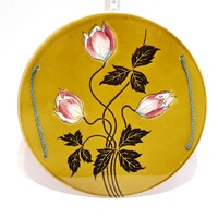 Art Nouveau floral majolica serving tray (2279)
