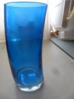Leonardo kék üveg görbe váza, pohár