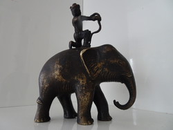 Antique Southeast Asian bronze elephant warrior