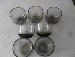 Retro 1960s roly poly, space age smoke-colored, ball-shaped glass set, libbey, 6 pieces