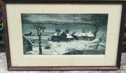 Imre Kéri (1945-): Flemish winter. Etching, paper,