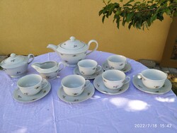 Zsolnay porcelán antik, pajzspecsétes 6 személyes teáskészlet.