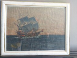 ! Vitorlás - Szignált festmény - 013
