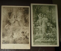 2 antik Hans  Zatzka képeslap hölgyek, művészlapok