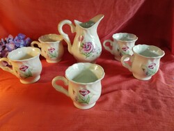 Eosin, Floral Pattern Porcelain Coffee Set with 5 Cups and 1 Pot