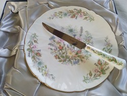 Aynsley English porcelain cake set - plate and knife