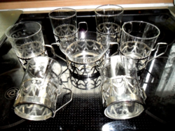 Teás, bólés art deco jénai retro készlet ,ember láncolatot formáz 6+1 darabos