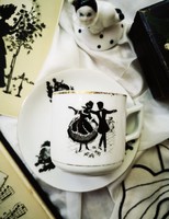 Antique shadow image / silhouette - scenic coffee set